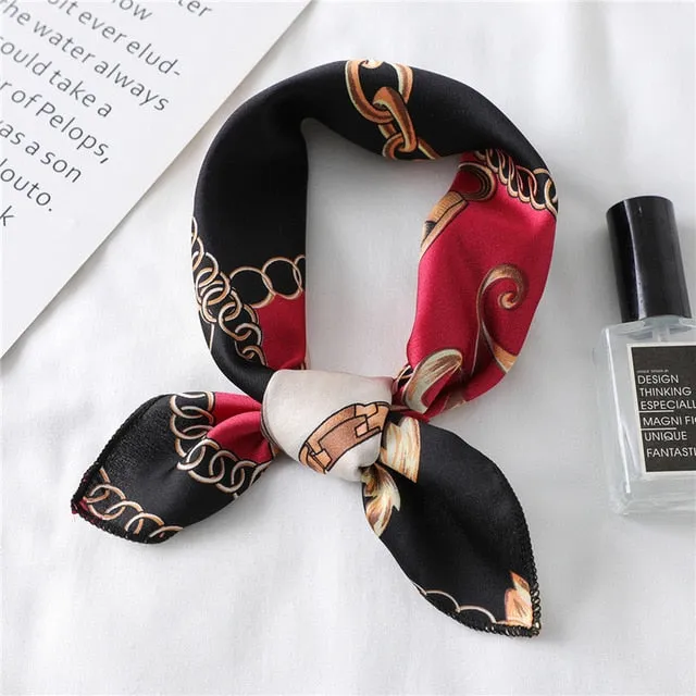 Women Small Satin Scarf Foulard Handkerchief Bandana Neck Hair Tie Scarves Shawls