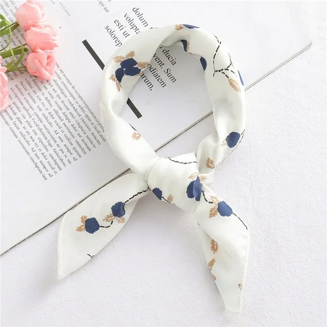 Women Small Satin Scarf Foulard Handkerchief Bandana Neck Hair Tie Scarves Shawls