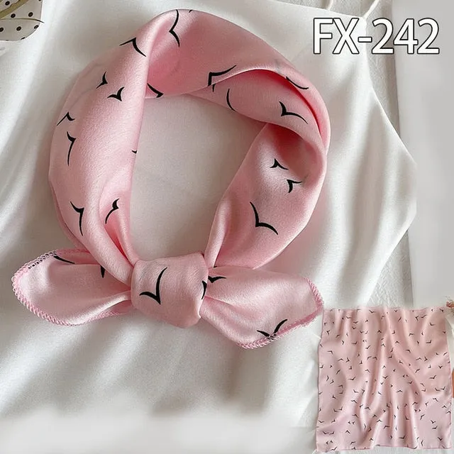 Women Small Satin Scarf Foulard Handkerchief Bandana Neck Hair Tie Scarves Shawls