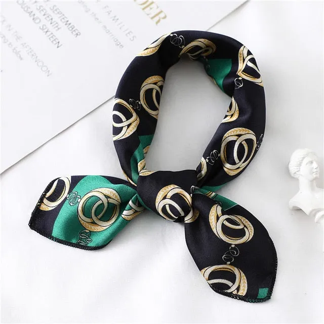 Women Small Satin Scarf Foulard Handkerchief Bandana Neck Hair Tie Scarves Shawls