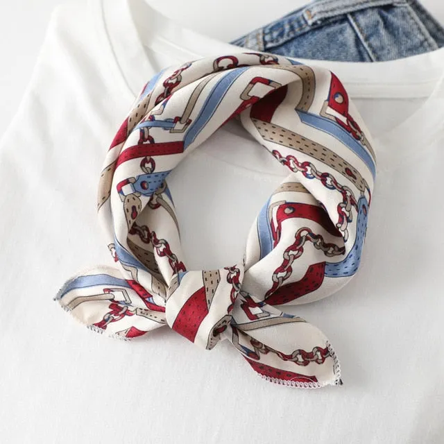 Women Small Satin Scarf Foulard Handkerchief Bandana Neck Hair Tie Scarves Shawls