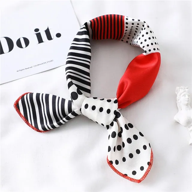 Women Small Satin Scarf Foulard Handkerchief Bandana Neck Hair Tie Scarves Shawls