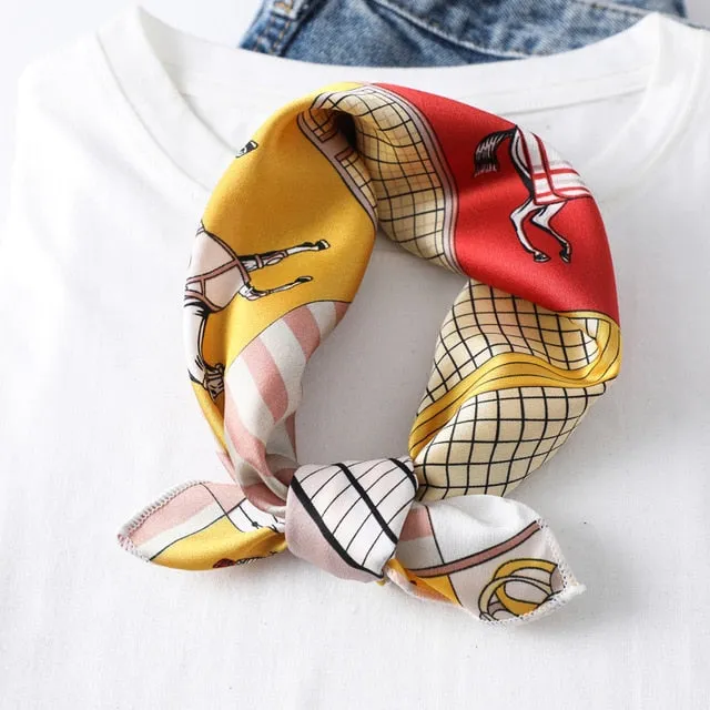 Women Small Satin Scarf Foulard Handkerchief Bandana Neck Hair Tie Scarves Shawls