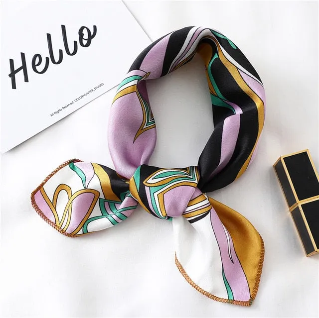 Women Small Satin Scarf Foulard Handkerchief Bandana Neck Hair Tie Scarves Shawls