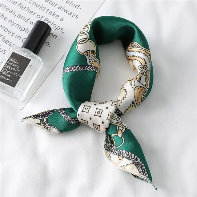 Women Small Satin Scarf Foulard Handkerchief Bandana Neck Hair Tie Scarves Shawls