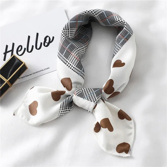 Women Small Satin Scarf Foulard Handkerchief Bandana Neck Hair Tie Scarves Shawls