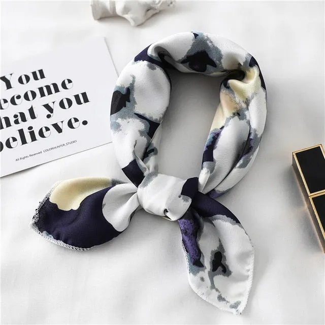 Women Small Satin Scarf Foulard Handkerchief Bandana Neck Hair Tie Scarves Shawls