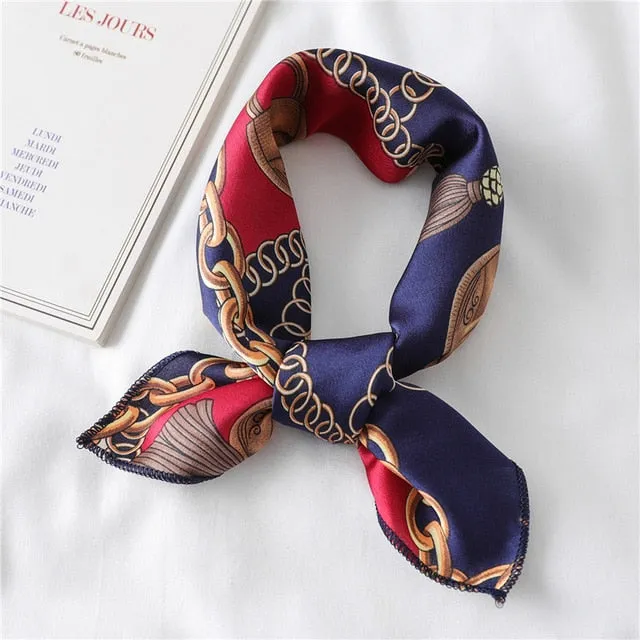 Women Small Satin Scarf Foulard Handkerchief Bandana Neck Hair Tie Scarves Shawls