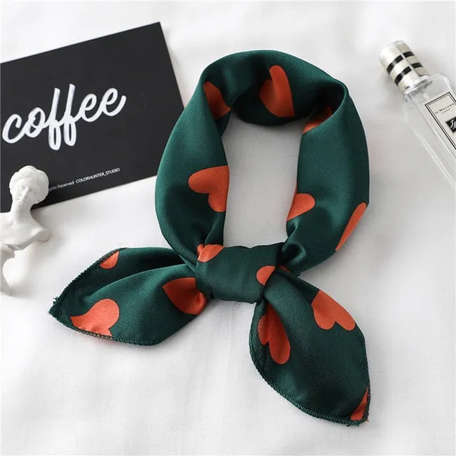 Women Small Satin Scarf Foulard Handkerchief Bandana Neck Hair Tie Scarves Shawls
