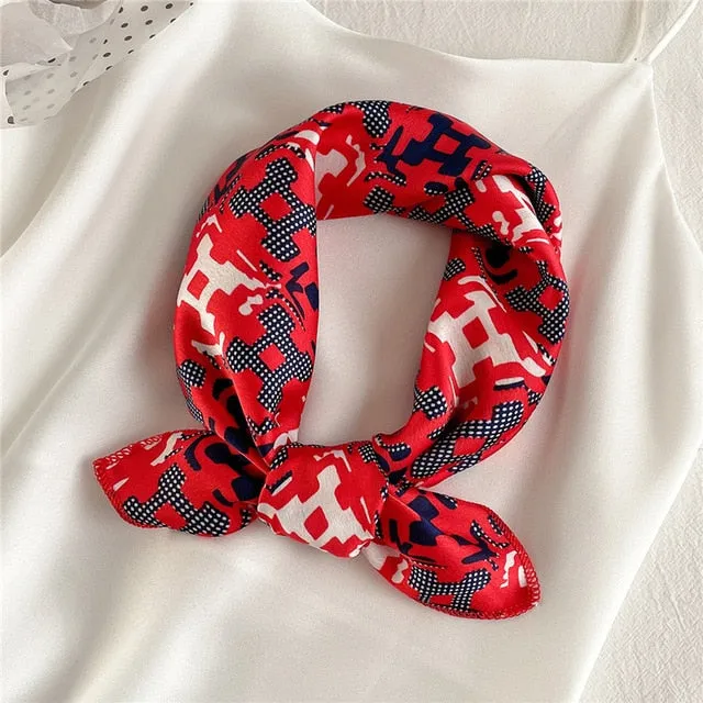 Women Small Satin Scarf Foulard Handkerchief Bandana Neck Hair Tie Scarves Shawls