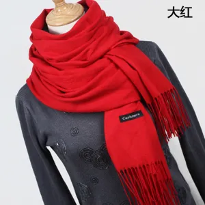 Women Solid Color Cashmere Scarves With Tassel