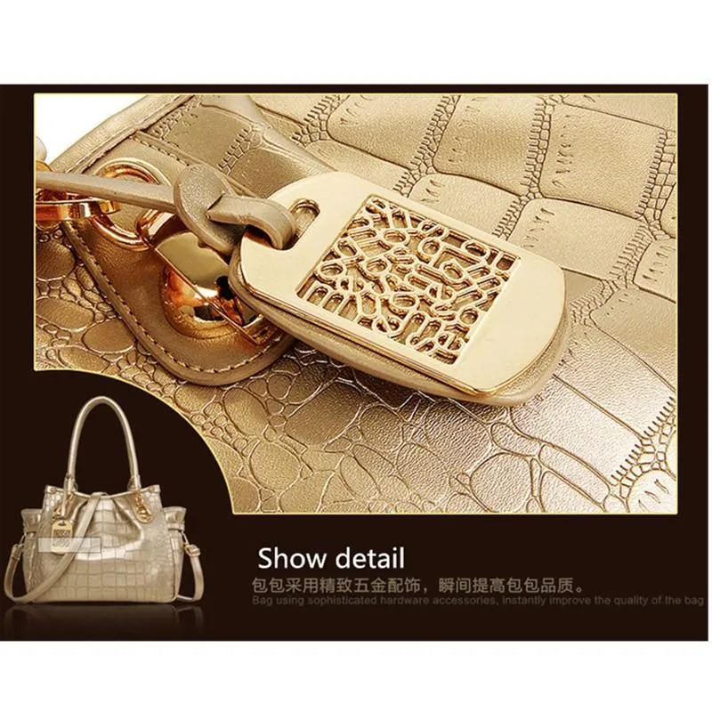 Women's 3 PCS/Set Crocodile Messenger Tote Set 4 Color Options