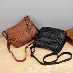 Women's Fashion Soft Leather Textured Large Capacity Shoulder Bags