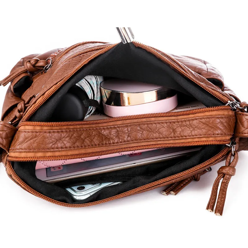 Women's Fashion Soft Leather Textured Large Capacity Shoulder Bags