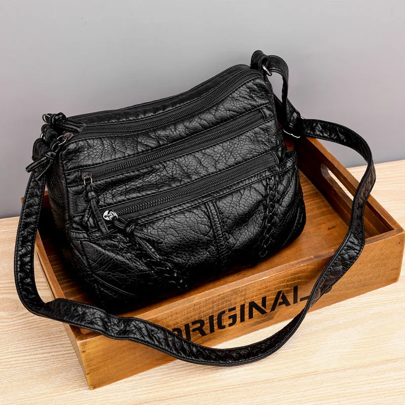 Women's Fashion Soft Leather Textured Large Capacity Shoulder Bags