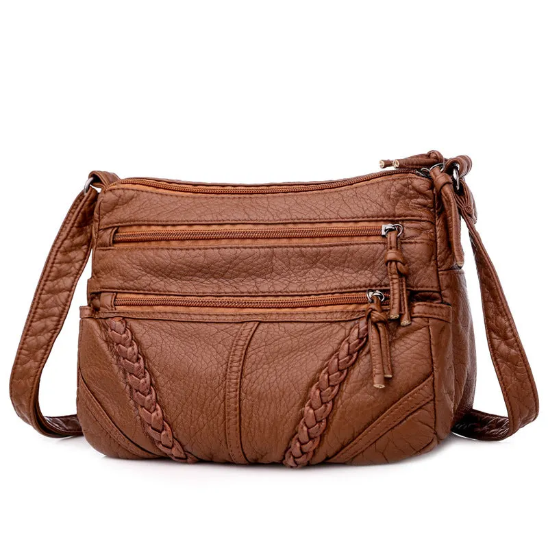 Women's Fashion Soft Leather Textured Large Capacity Shoulder Bags