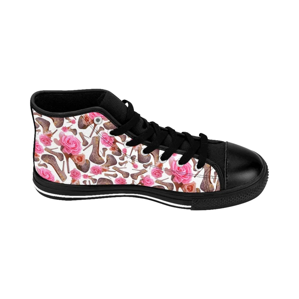 Women's High-top Sneakers 'Rose pink flower'