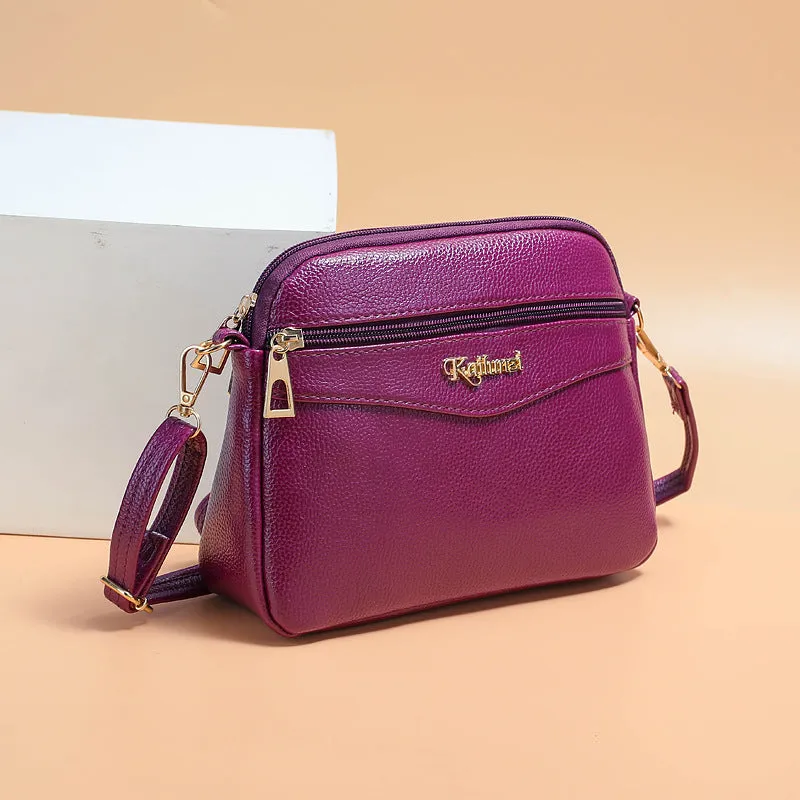 Women's Korean Running Mother Soft Leather Fashion Shoulder Bags