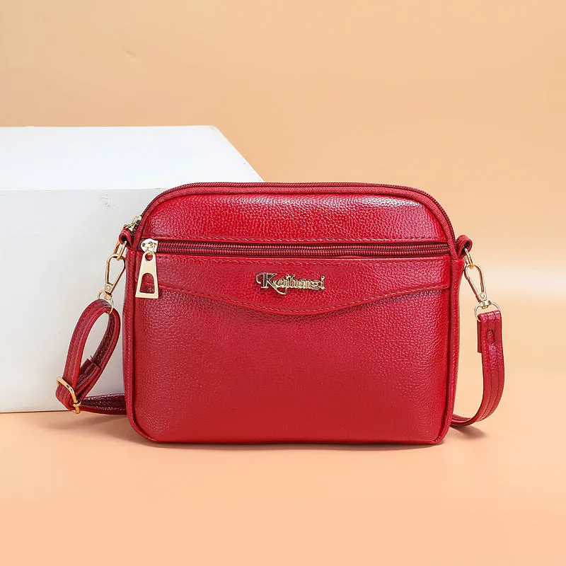Women's Korean Running Mother Soft Leather Fashion Shoulder Bags