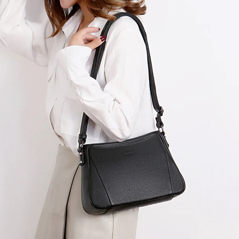 Women's Mother Simple Soft Leather For Crossbody Bags
