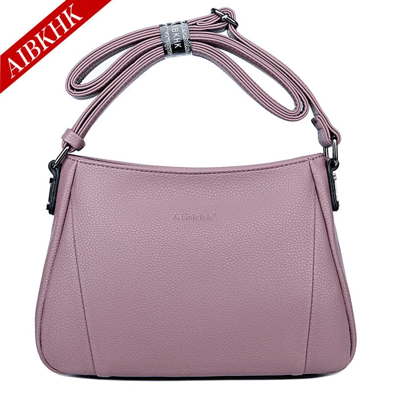 Women's Mother Simple Soft Leather For Crossbody Bags
