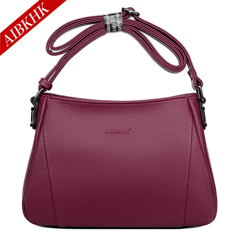 Women's Mother Simple Soft Leather For Crossbody Bags