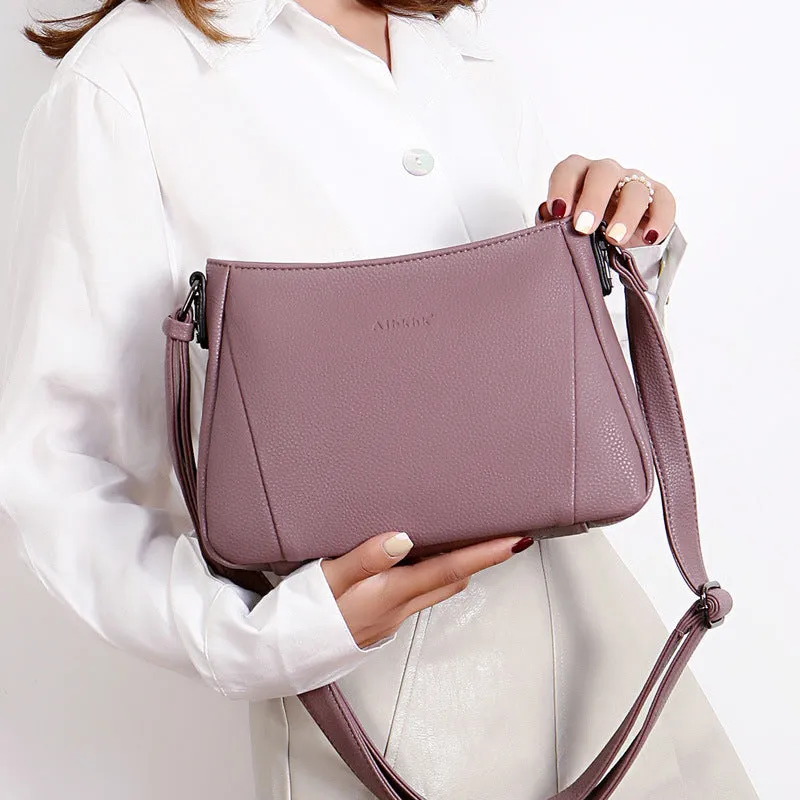 Women's Mother Simple Soft Leather For Crossbody Bags