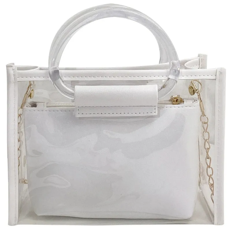 Women's Mother Two-piece Set Transparent Chain Shoulder Bags