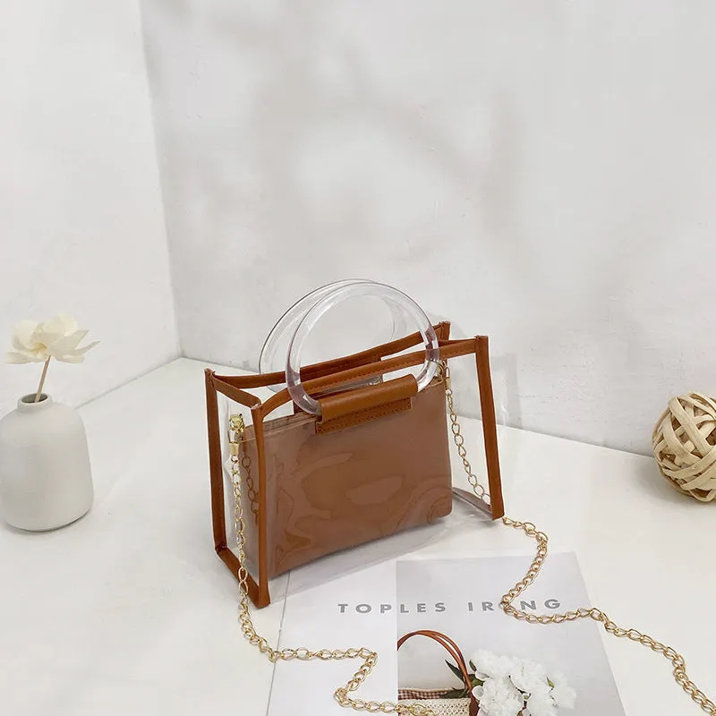 Women's Mother Two-piece Set Transparent Chain Shoulder Bags