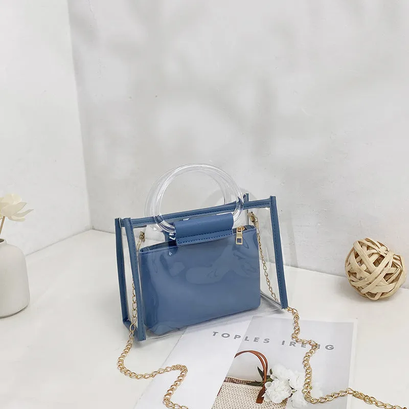 Women's Mother Two-piece Set Transparent Chain Shoulder Bags