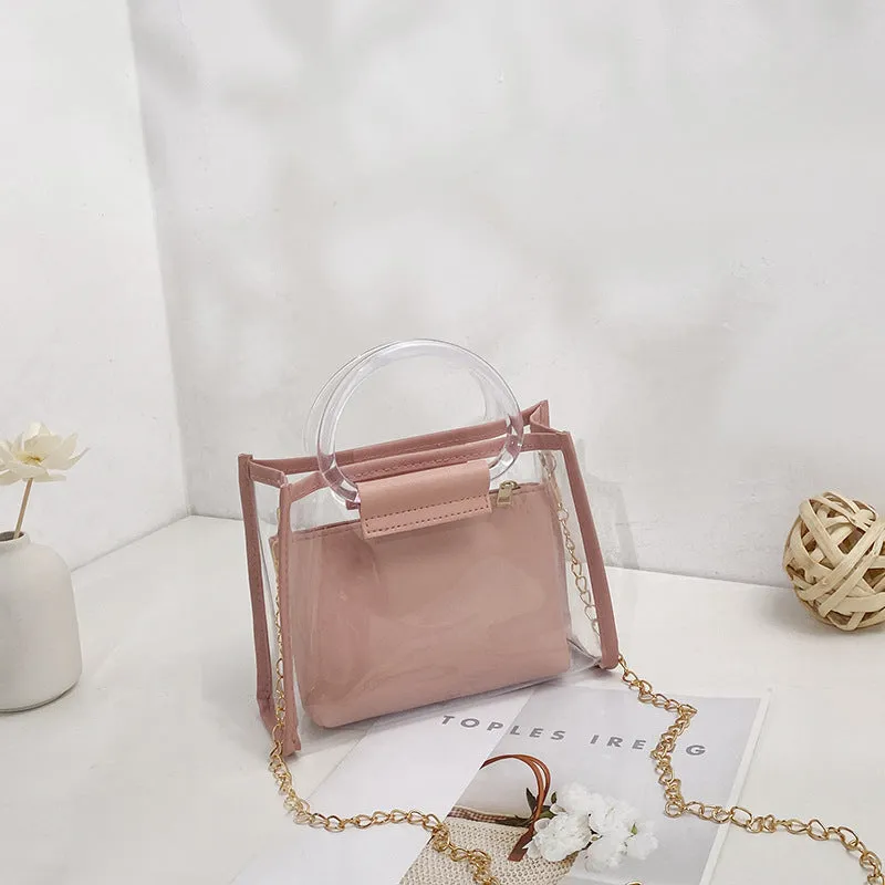 Women's Mother Two-piece Set Transparent Chain Shoulder Bags