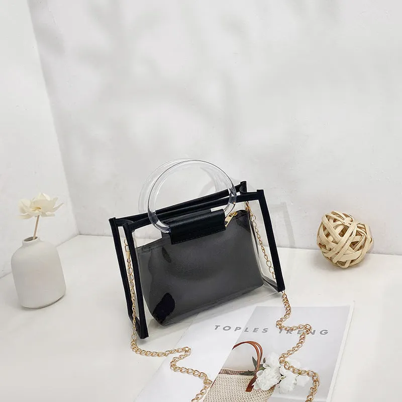 Women's Mother Two-piece Set Transparent Chain Shoulder Bags