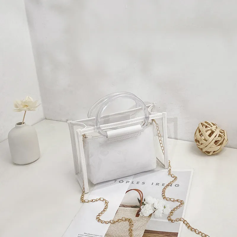 Women's Mother Two-piece Set Transparent Chain Shoulder Bags