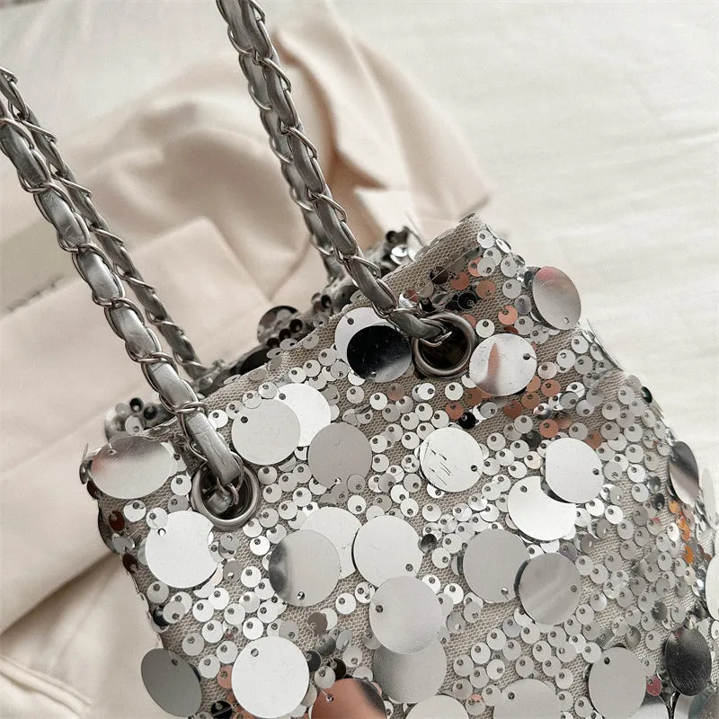 Women's Popular Sequined Design Versatile Chain Shoulder Bags