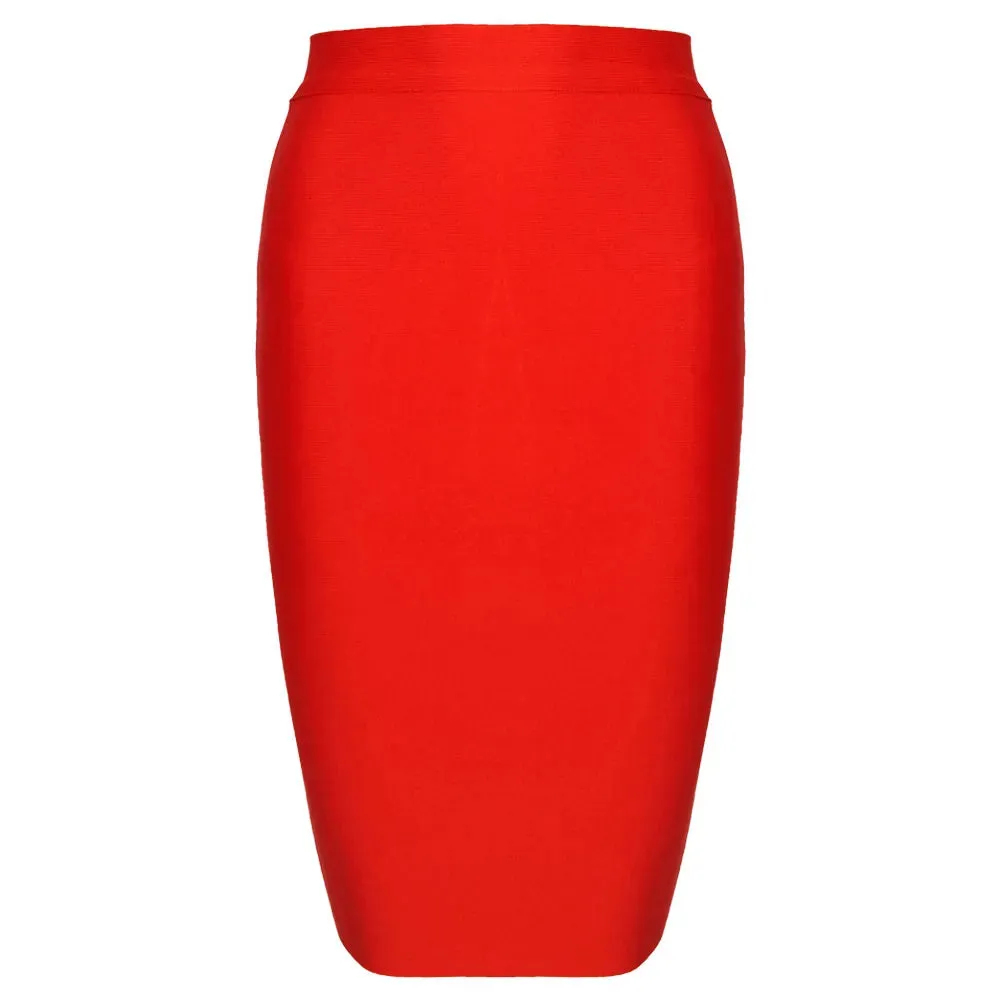 Women's Sexy Bandage Skirts Knee Length Tight Stretchy Bodycon Skirt Office Party