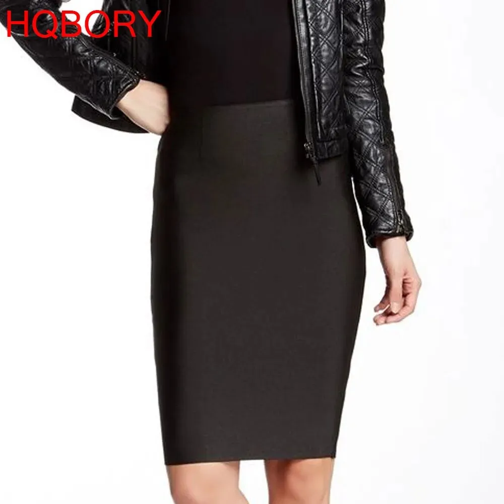 Women's Sexy Bandage Skirts Knee Length Tight Stretchy Bodycon Skirt Office Party