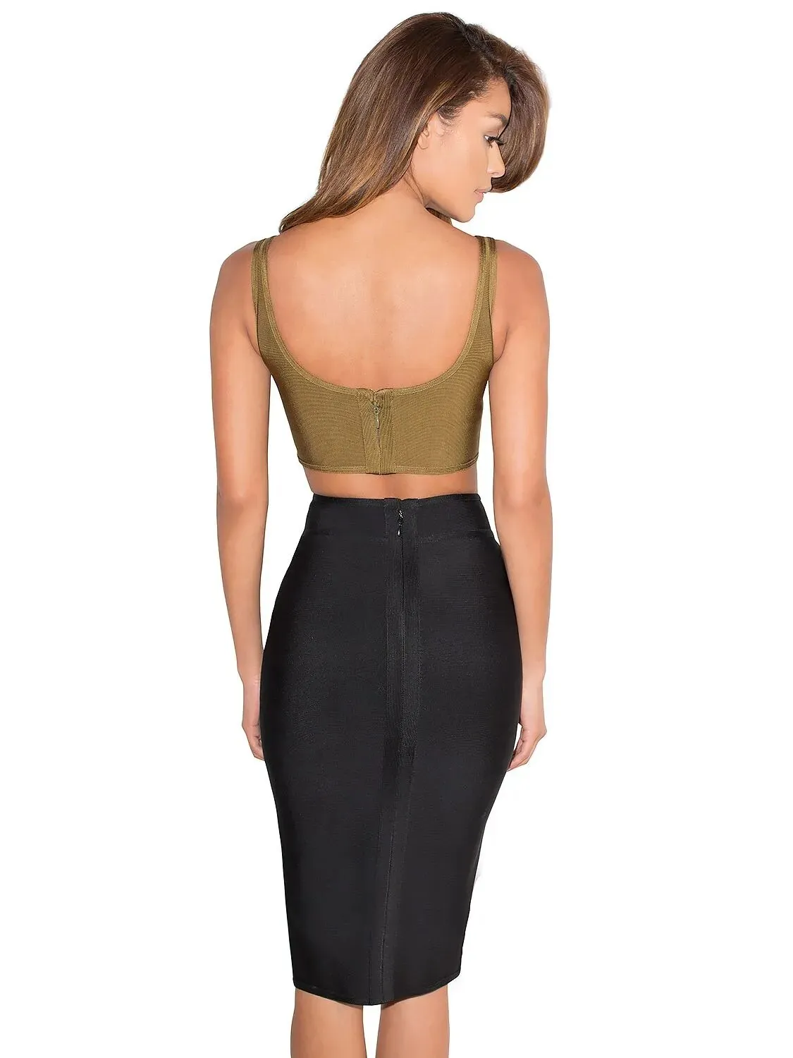 Women's Sexy Bandage Skirts Knee Length Tight Stretchy Bodycon Skirt Office Party