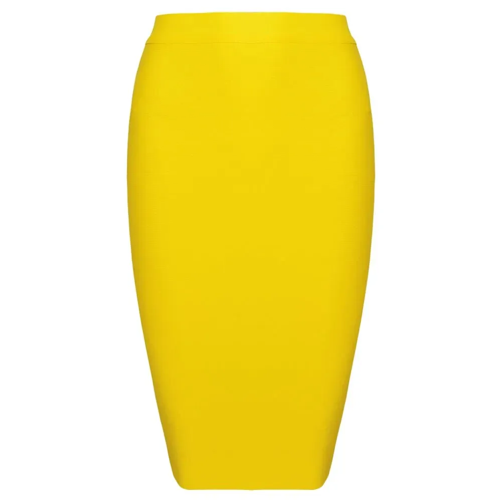 Women's Sexy Bandage Skirts Knee Length Tight Stretchy Bodycon Skirt Office Party