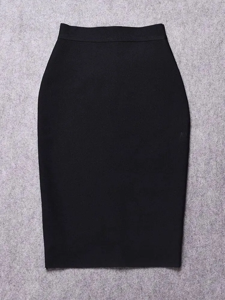 Women's Sexy Bandage Skirts Knee Length Tight Stretchy Bodycon Skirt Office Party