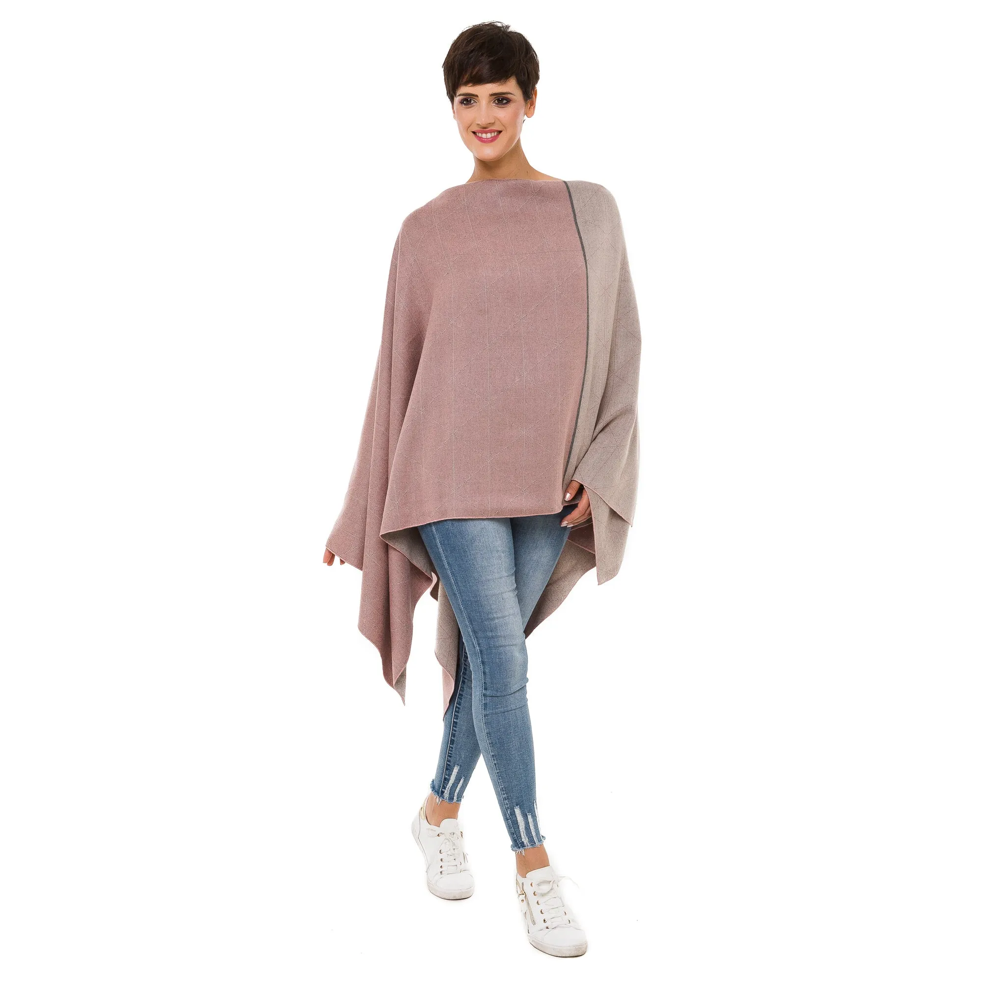 Women's Shawl Wrap Poncho Ruana Cape Cardigan Sweater Open Front (PC08-3)