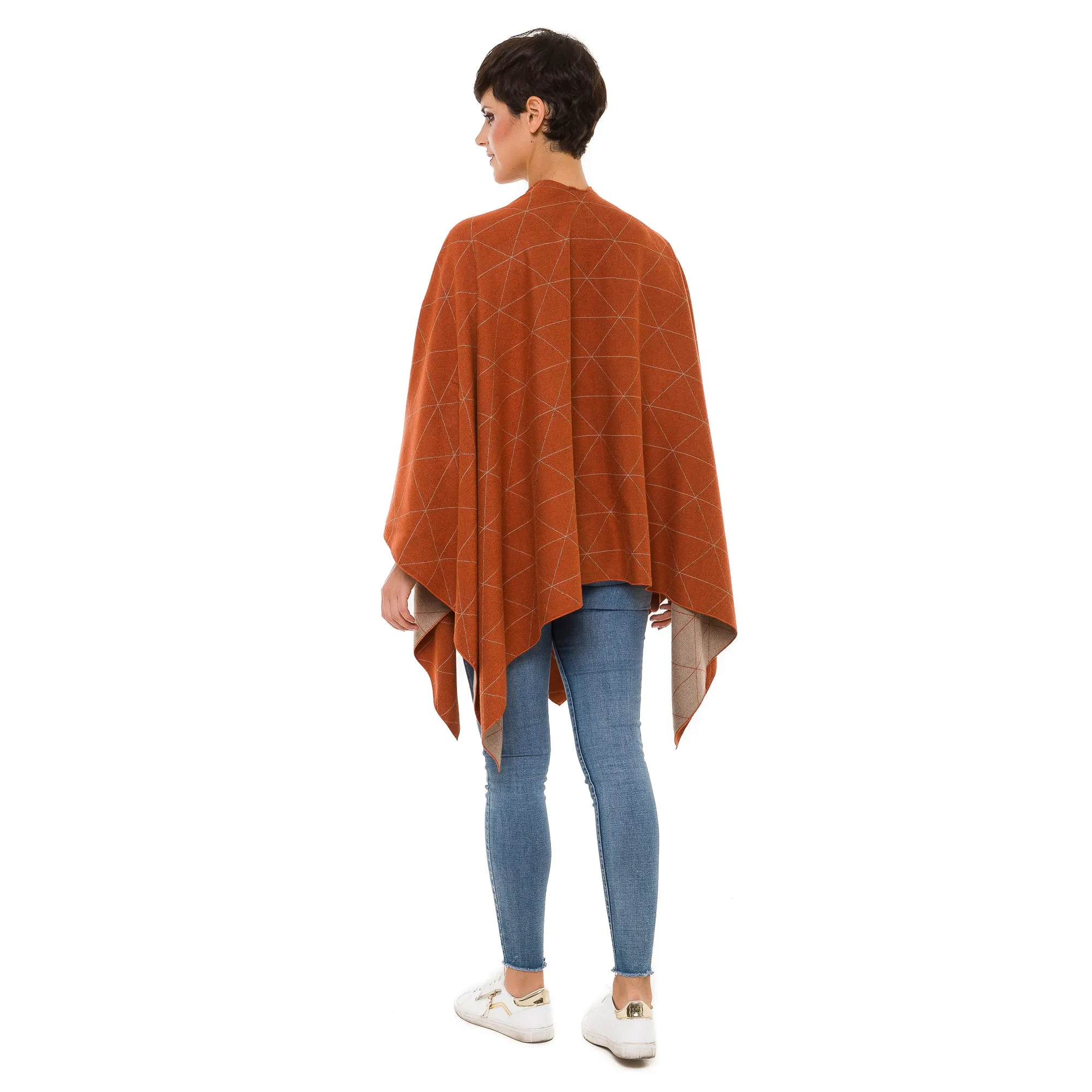 Women's Shawl Wrap Poncho Ruana Cape Cardigan Sweater Open Front (PC08-9)