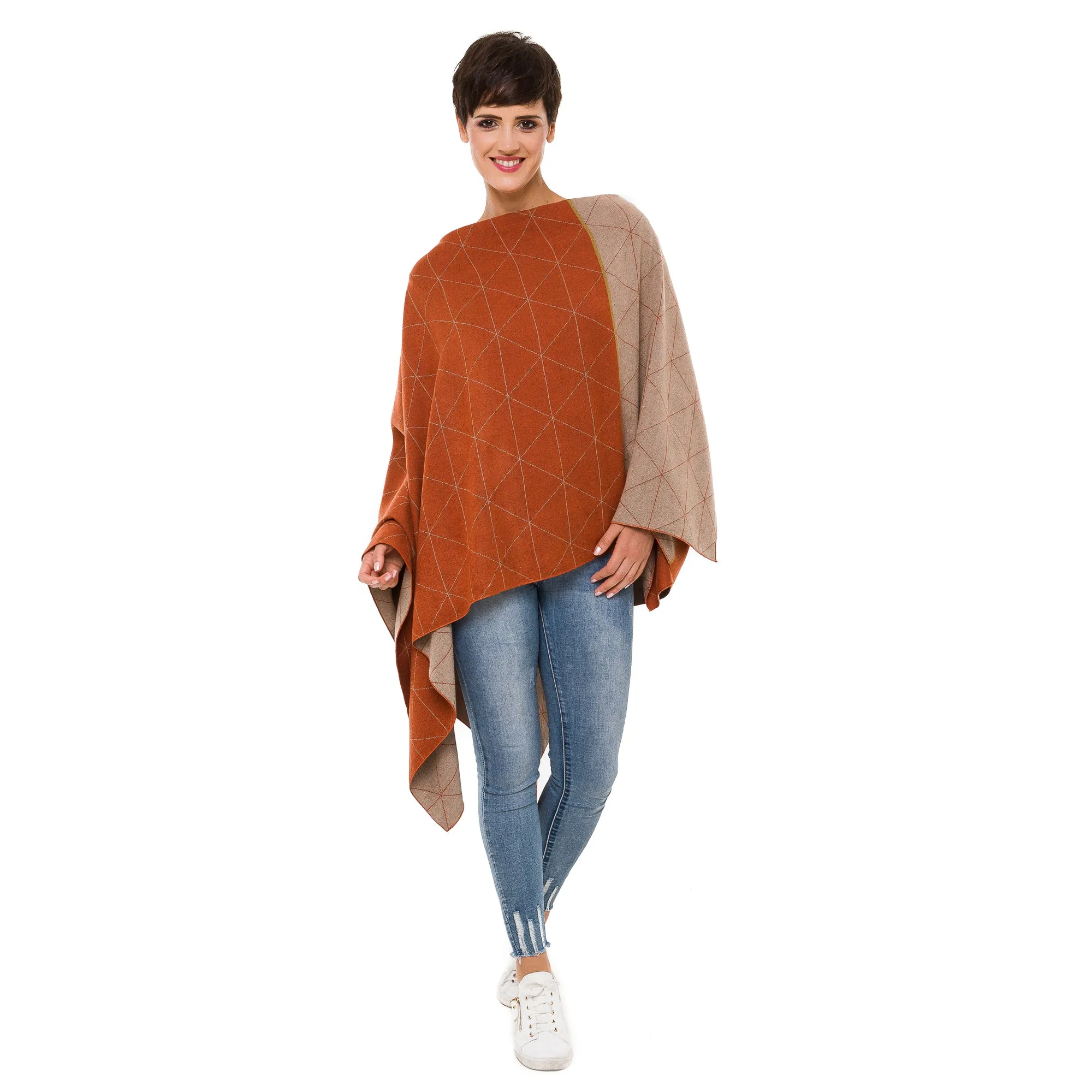 Women's Shawl Wrap Poncho Ruana Cape Cardigan Sweater Open Front (PC08-9)