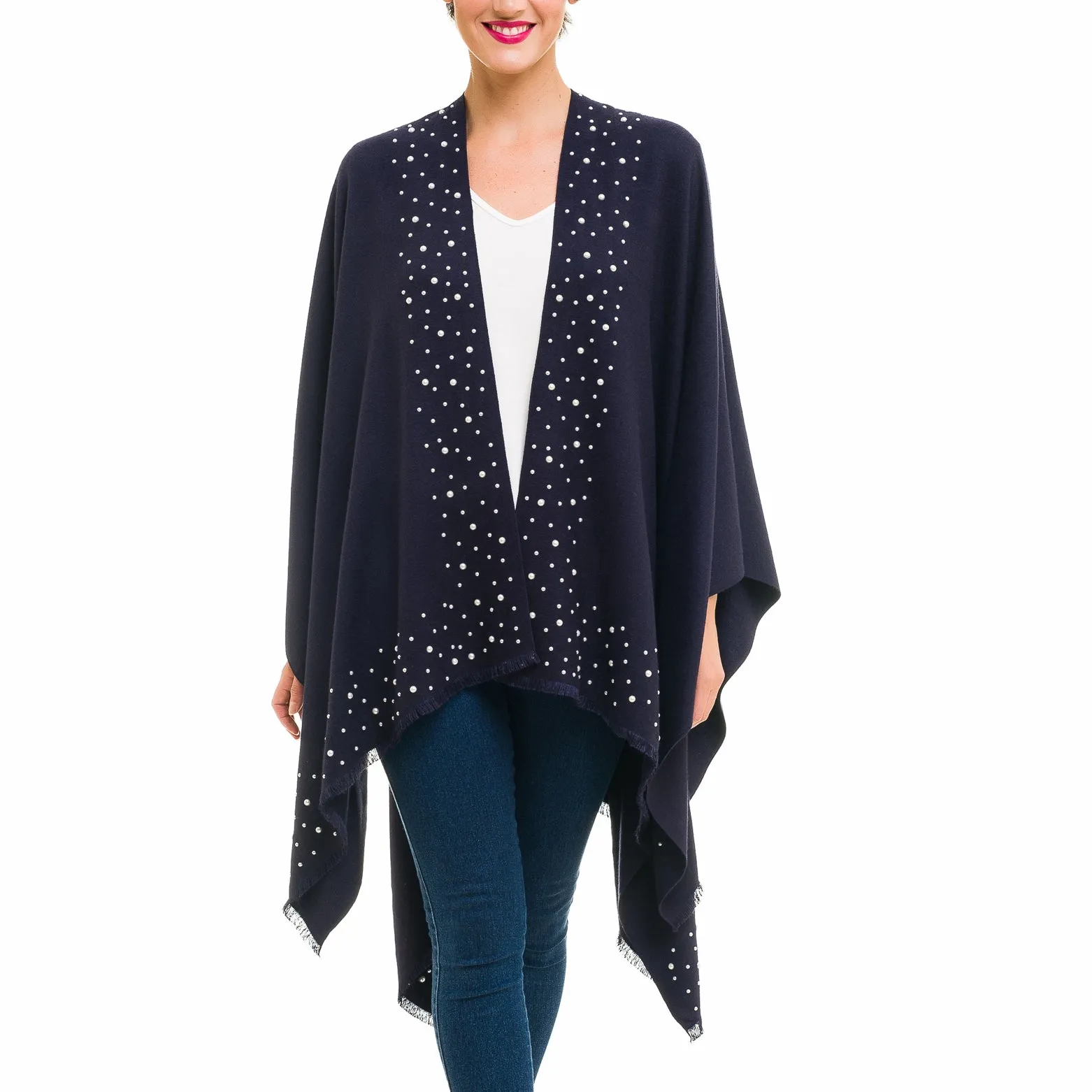 Women's Shawl Wrap Poncho Ruana Cape Cardigan Sweater Open Front (PCP-2)