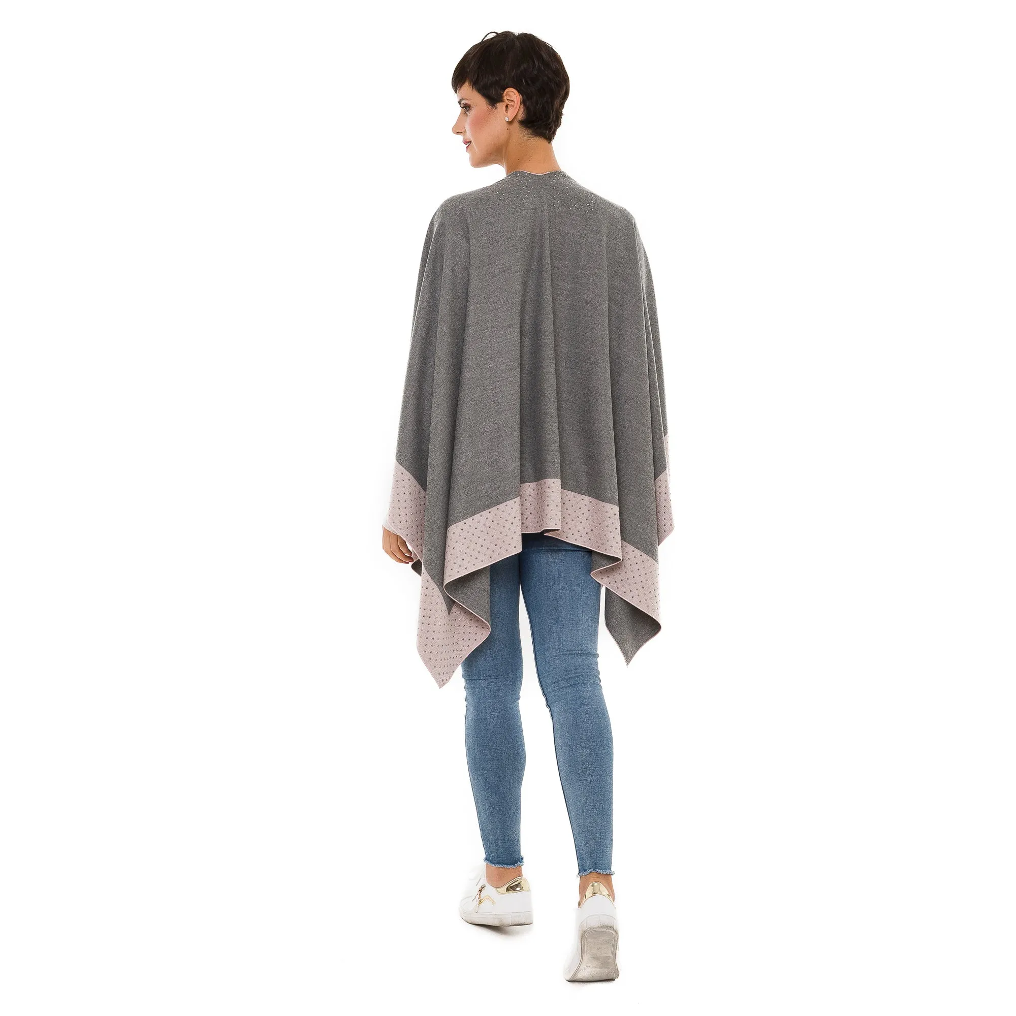 Women's Shawl Wrap Poncho Ruana Cape Cardigan Sweater Open Front (PCS-3)