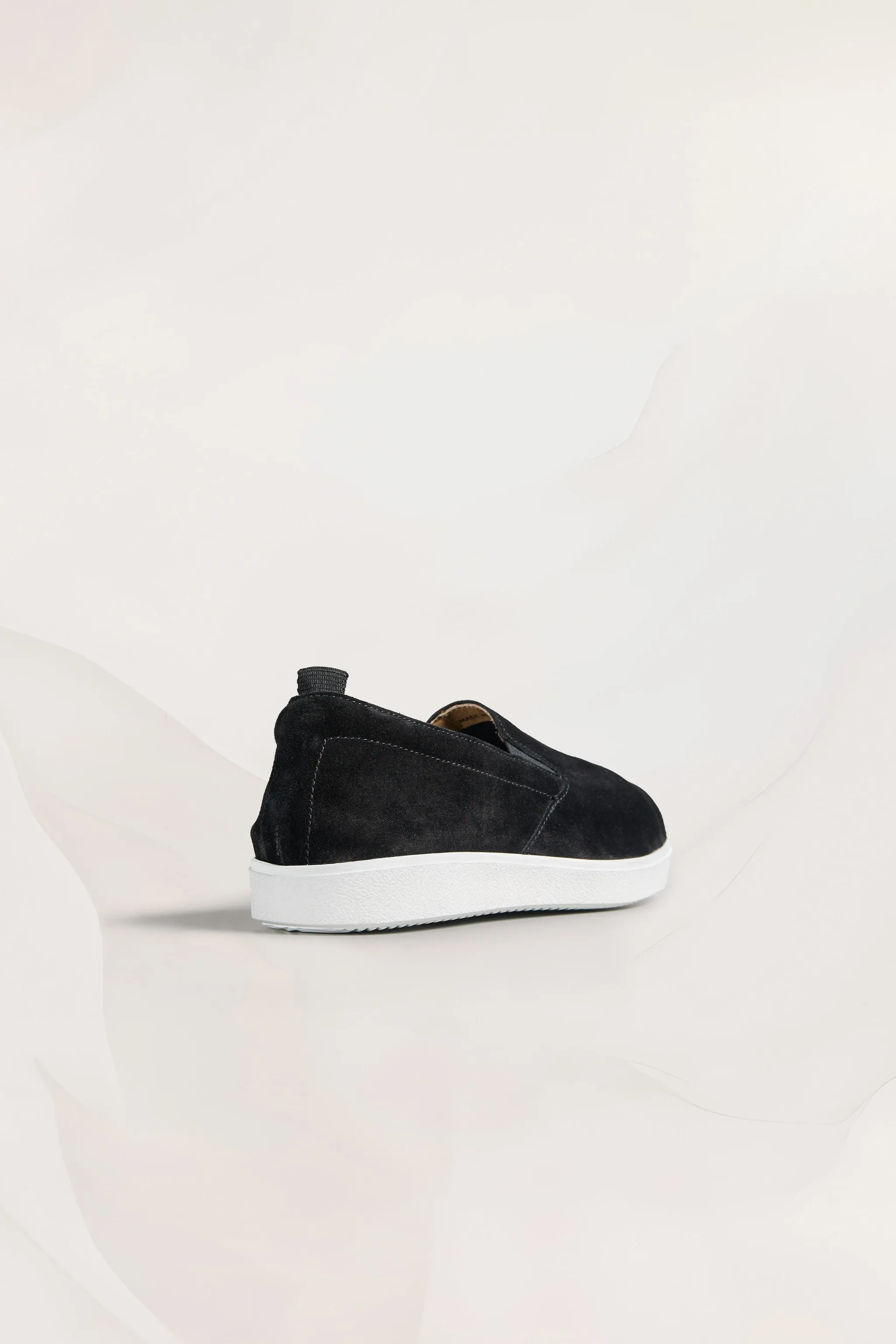 Womens Slip On Sneakers in Black Suede