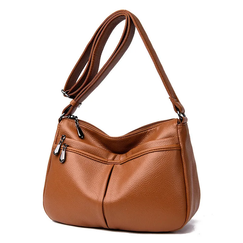 Women's Urban Simple Soft Leather Large Capacity Shoulder Bags