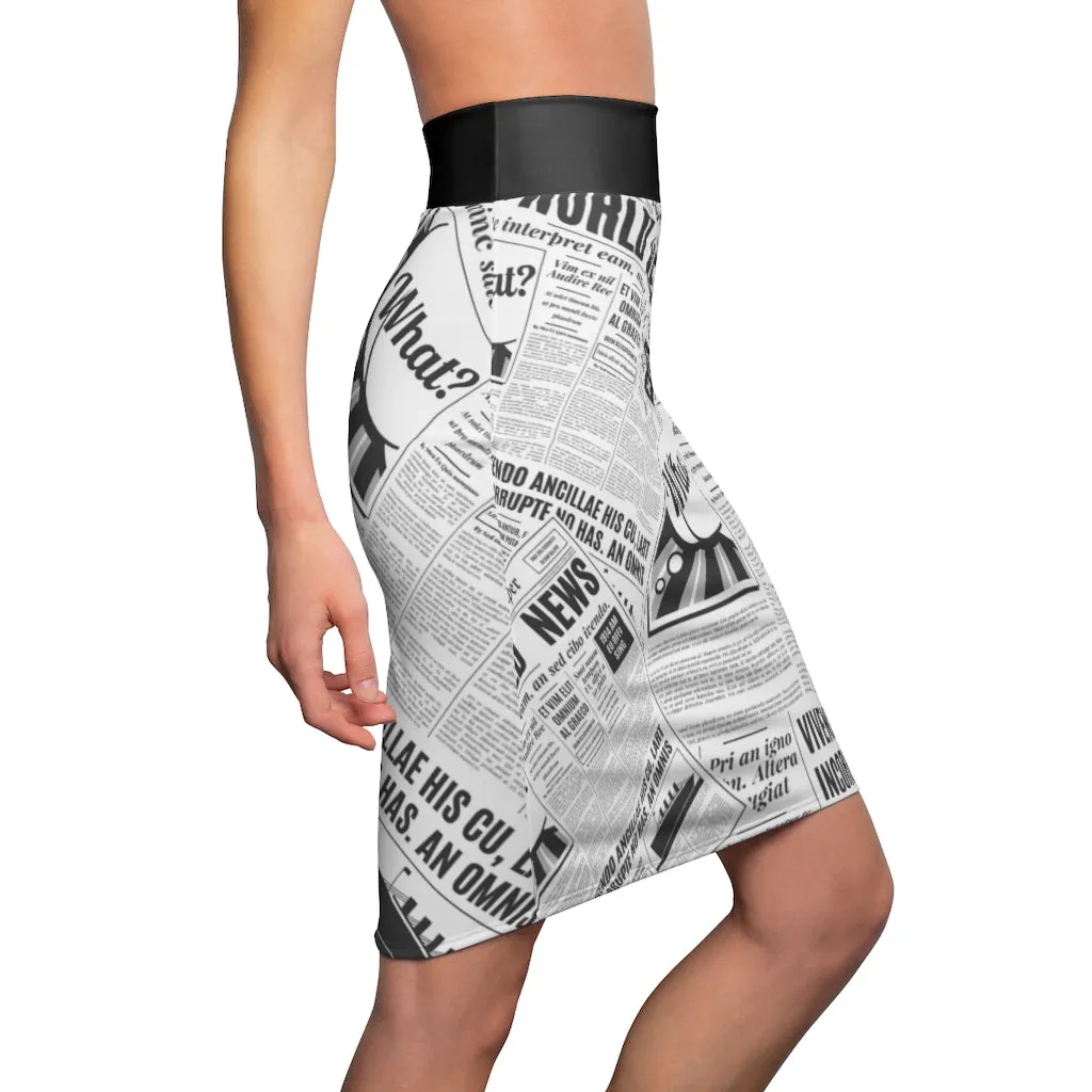 World News Newspaper Women's Pencil Skirt