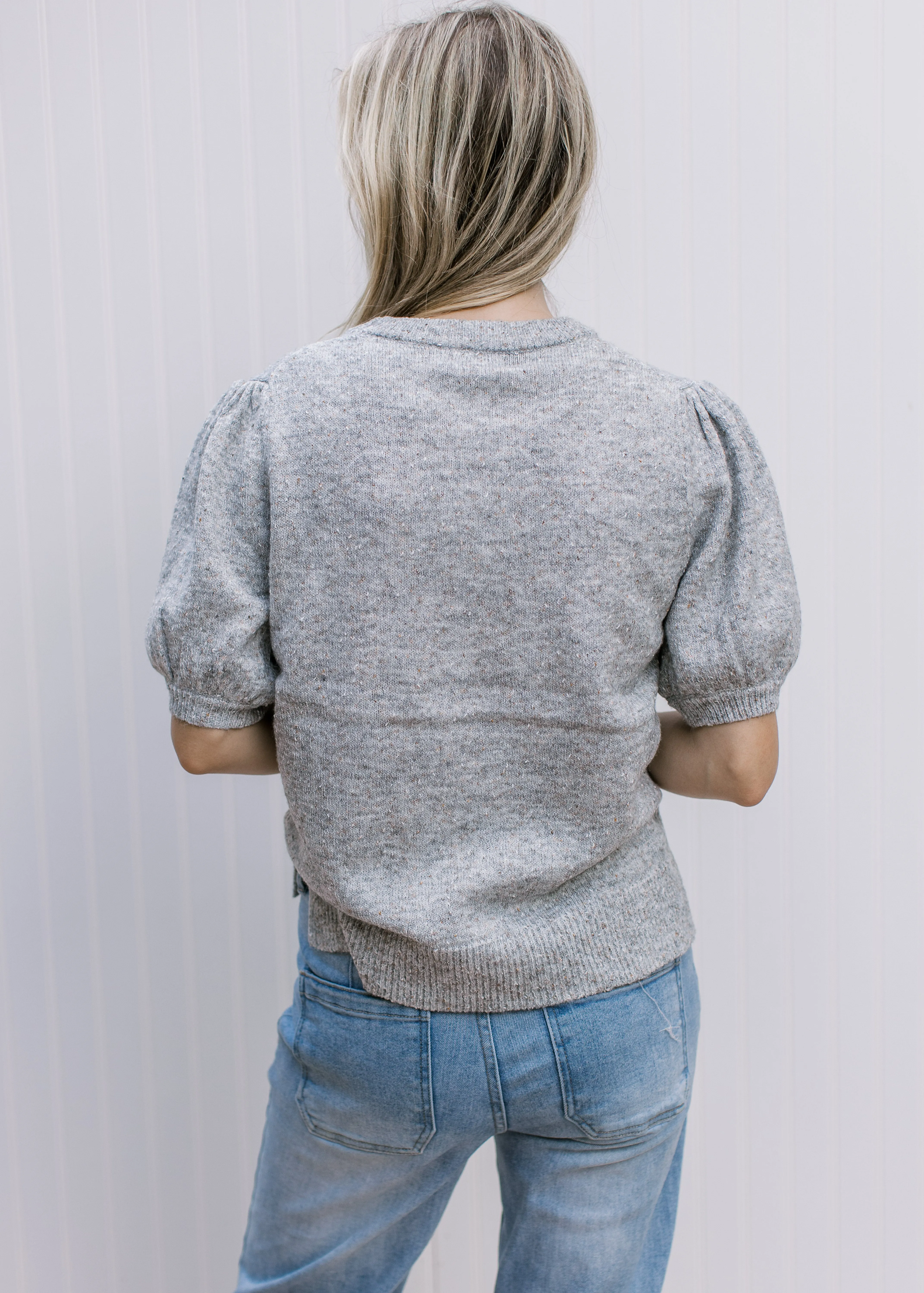 XZ Heather Gray Short Sleeve Sweater