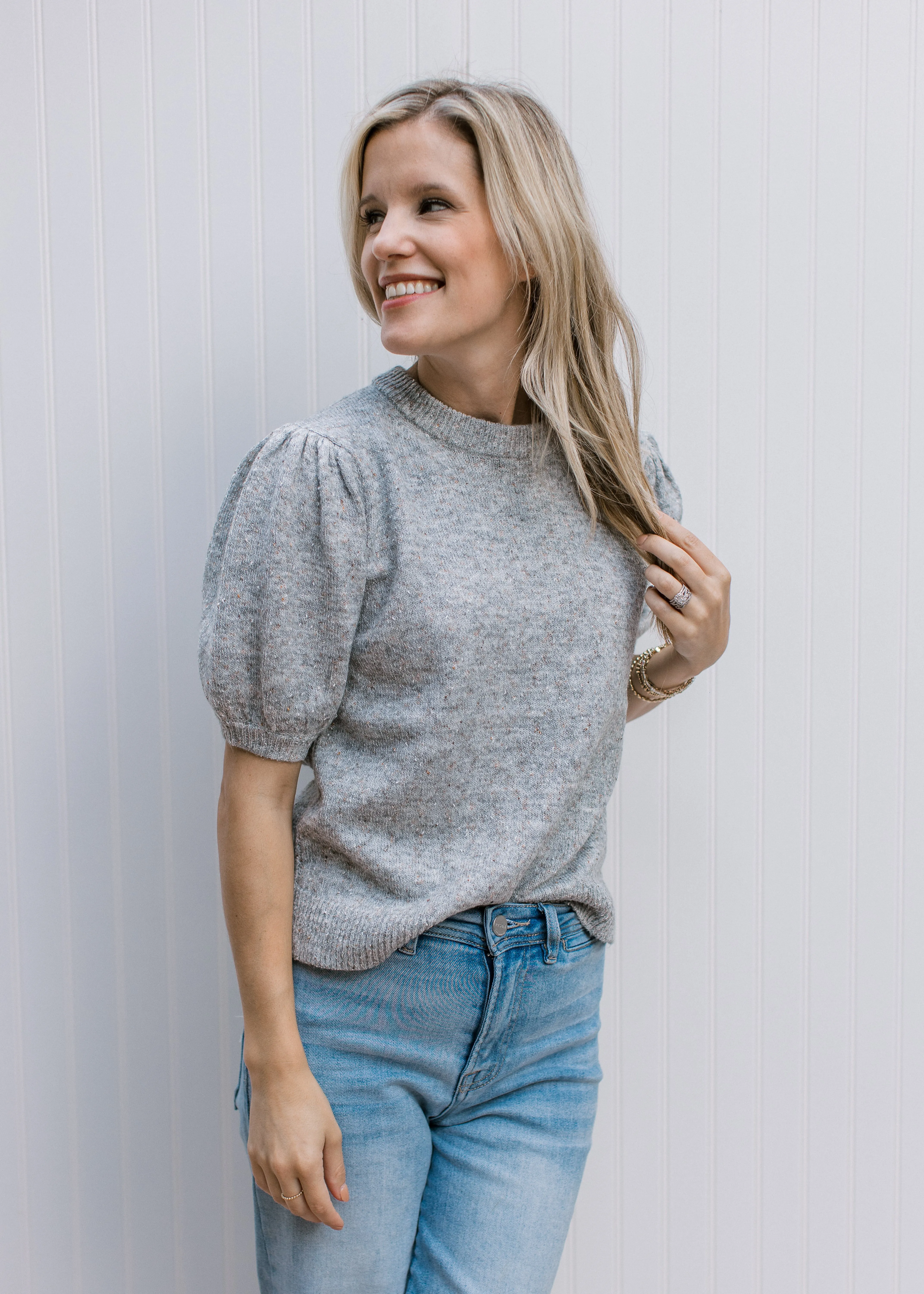 XZ Heather Gray Short Sleeve Sweater