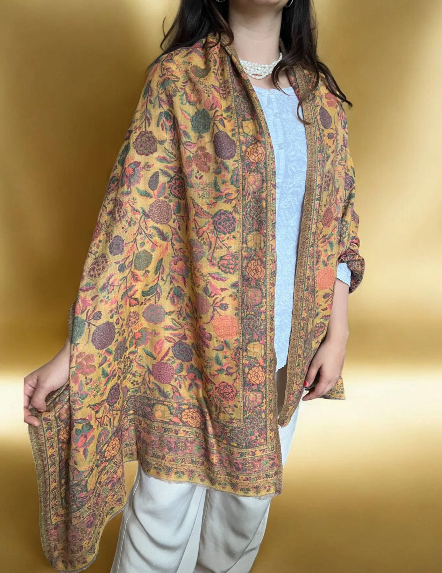 Yellow Fine Wool Pashmina